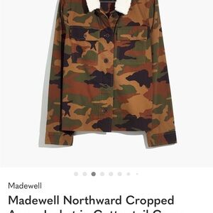 Madewell Northward Cropped Army Jacket in Cottontail Camo Sherpa Edition